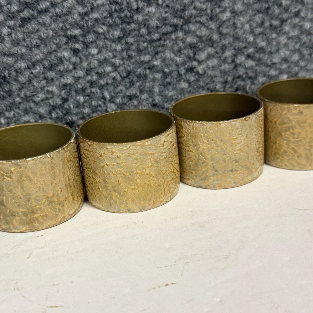 Pier 1 Imports Gold Textured Napkin Rings Set of 4 Metallic Table Decor